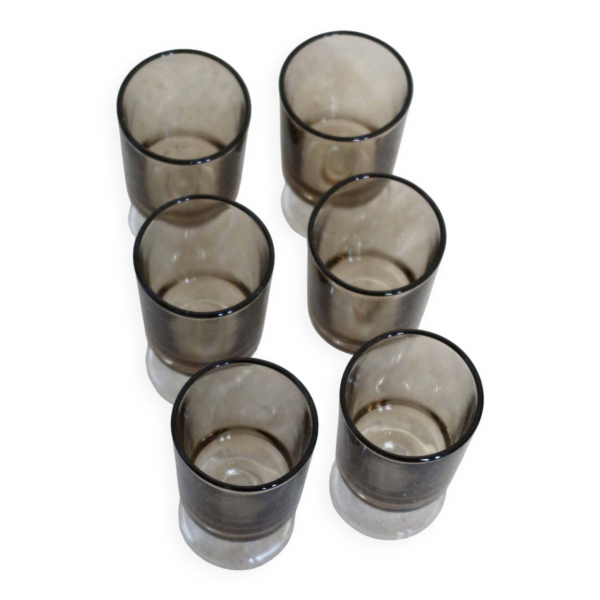 6 vintage Luminarc liqueur glasses, Sweden model - Smoked glass