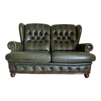 Canapé classique  cuir style anglais avec repose pieds