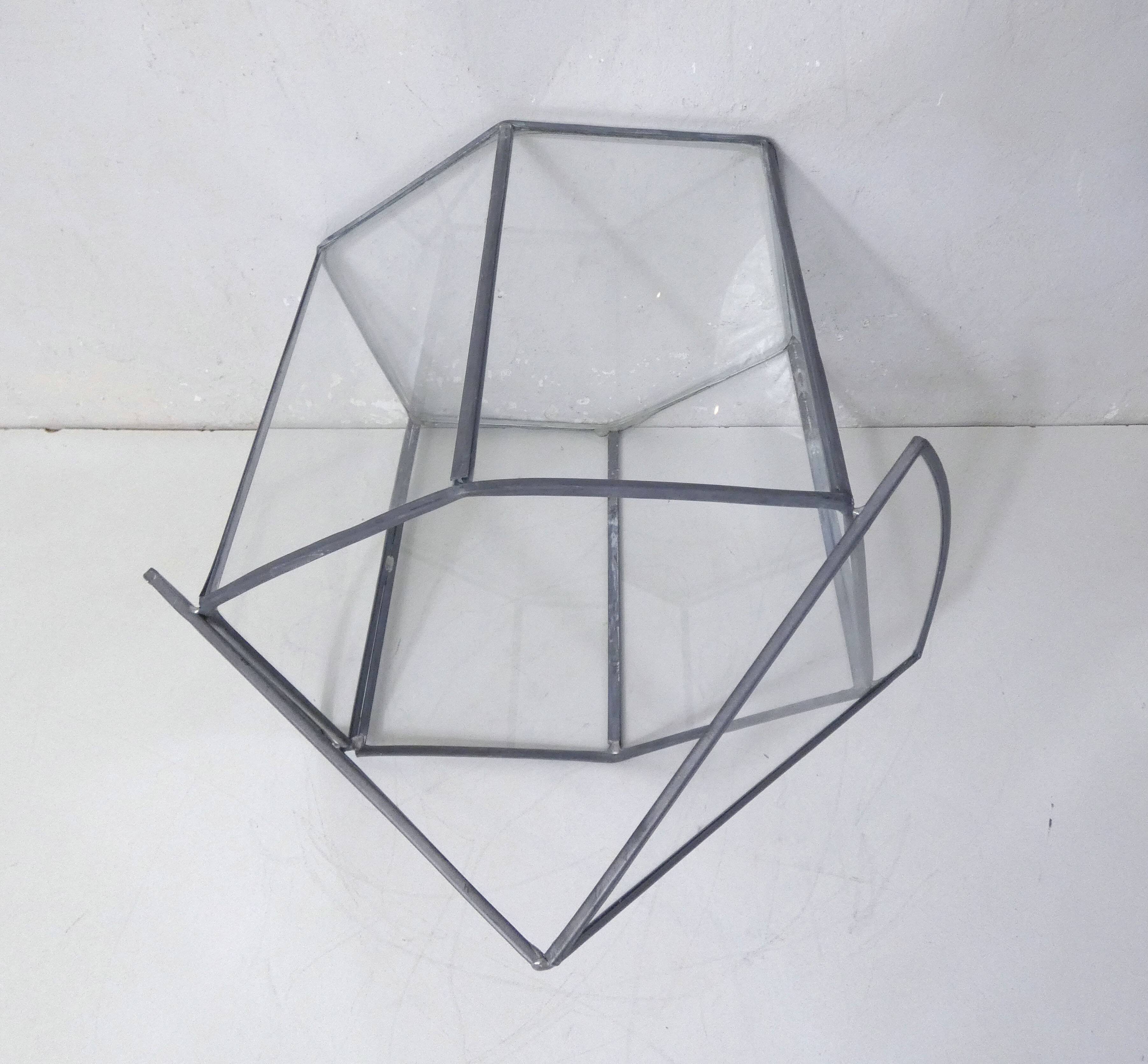 Glass terrarium mini cactus greenhouse in glass and metal