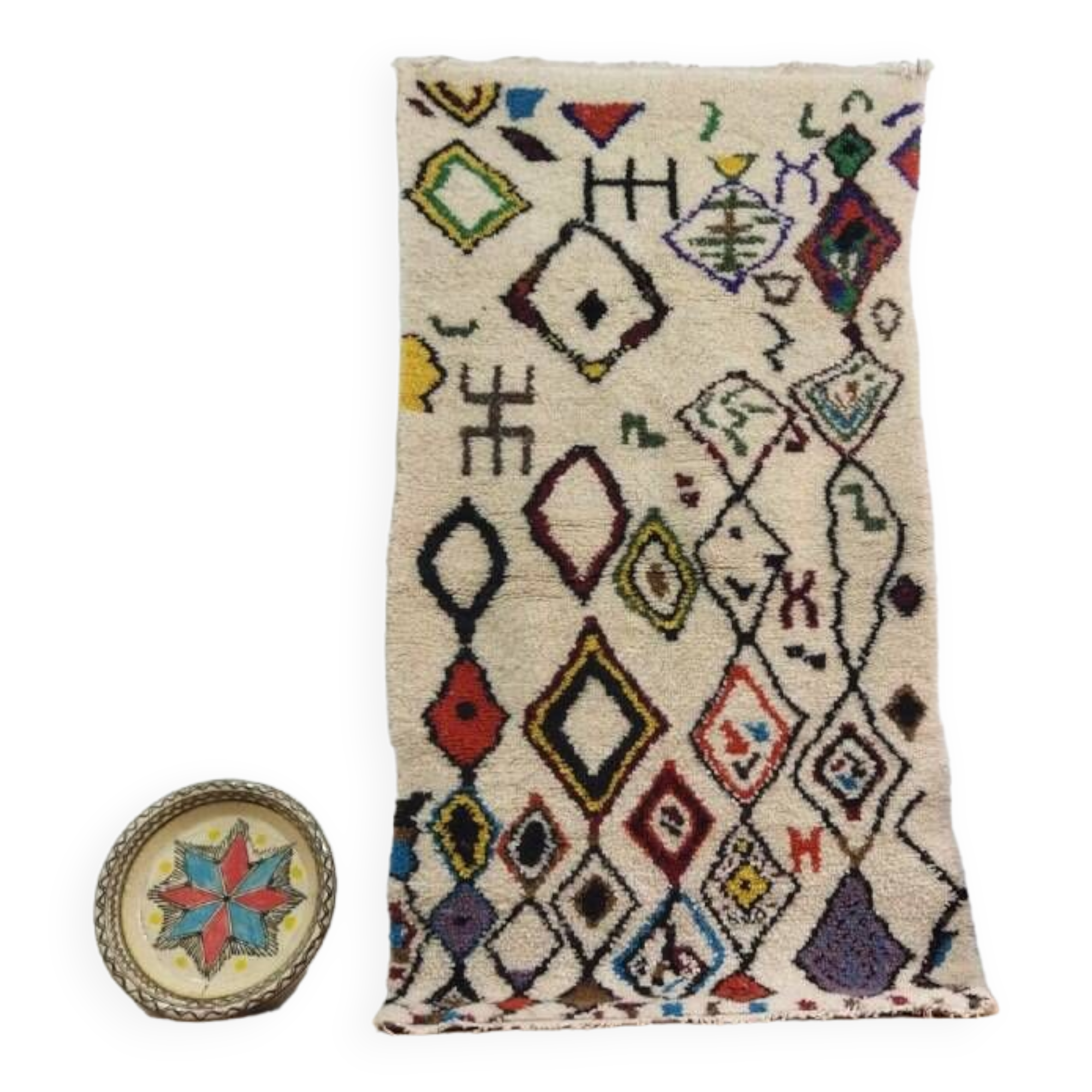 Handmade wool Berber rug 195x100 cm