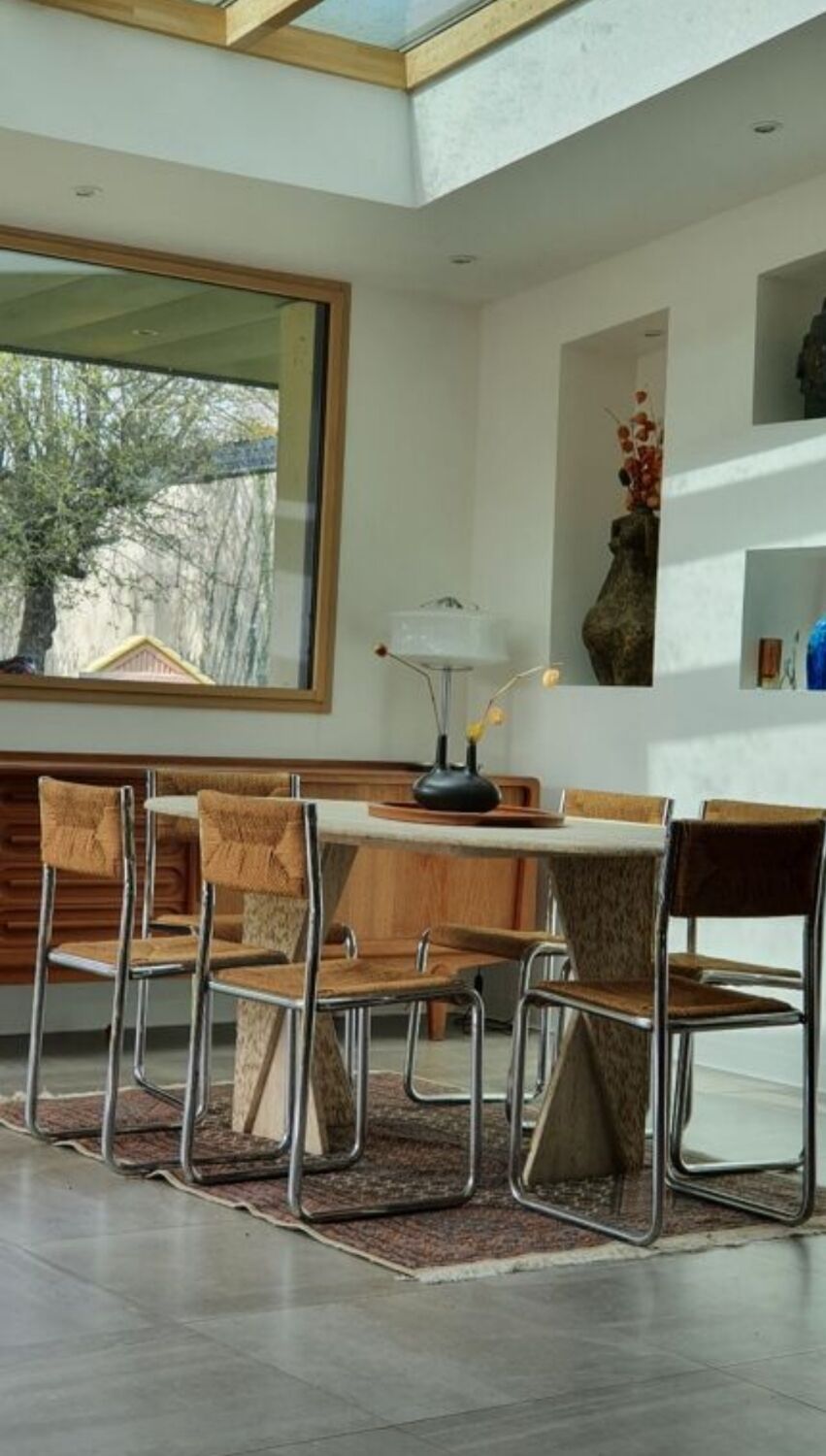 80s travertine dining table