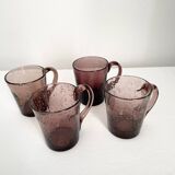 Purple biot blown glass mugs