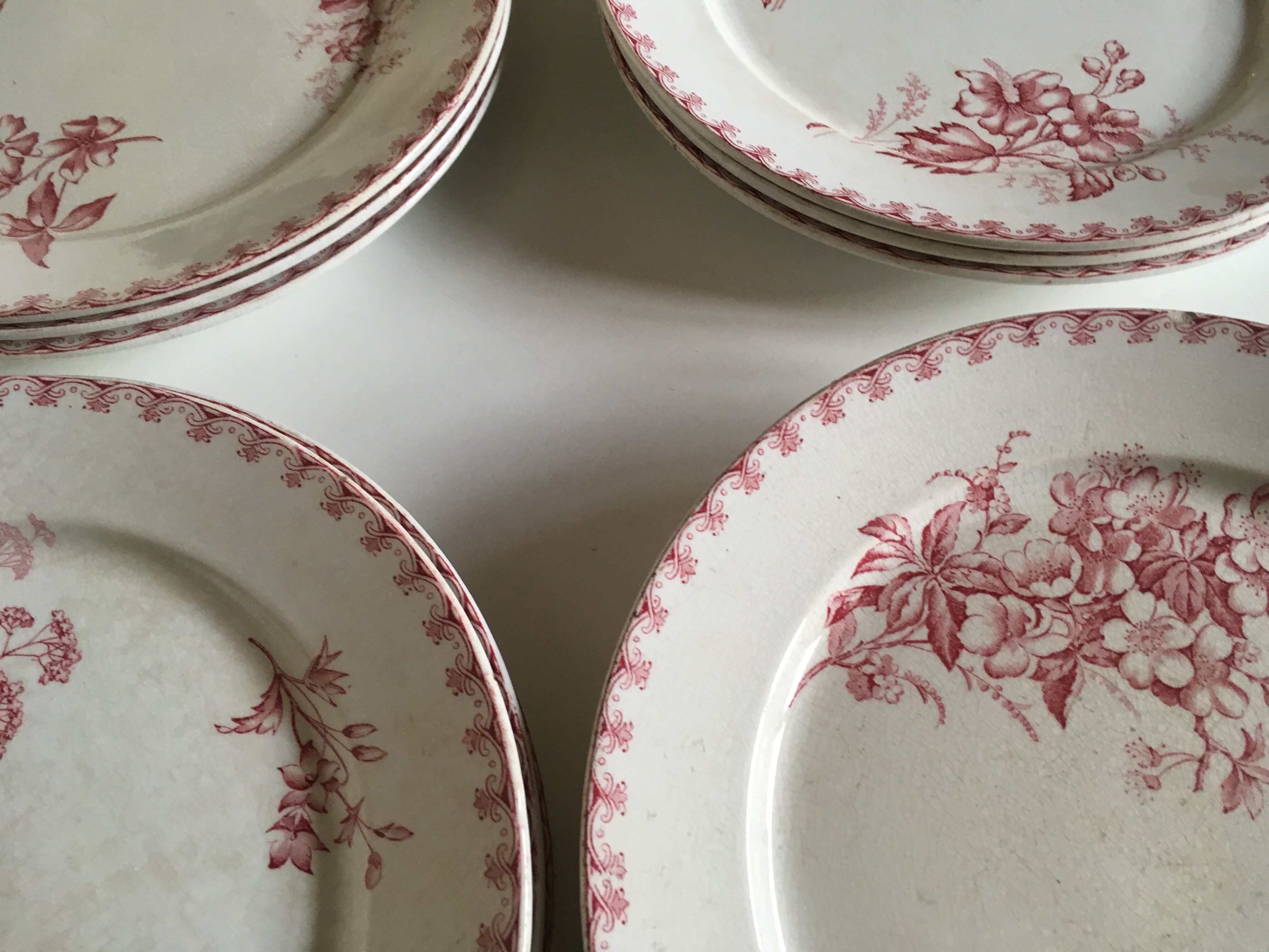 Set of 12 dinner plates of Sarreguemines land of iron décor Vega early 20th