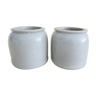 Set of two salt-glazed stoneware pots, ceramic planter, kitchen storage