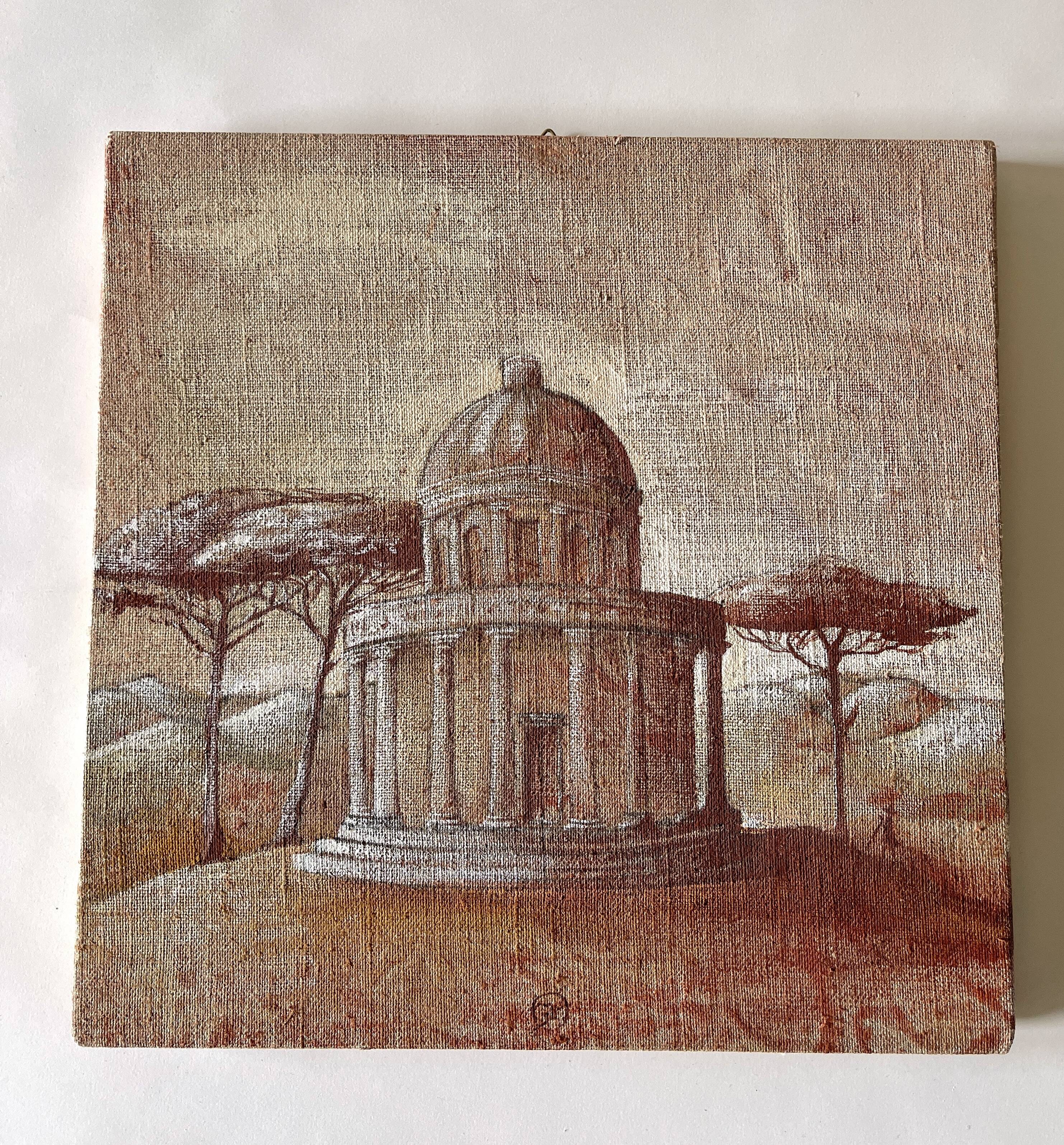 Oil on canvas landscape a l'antique signed gouny et marange