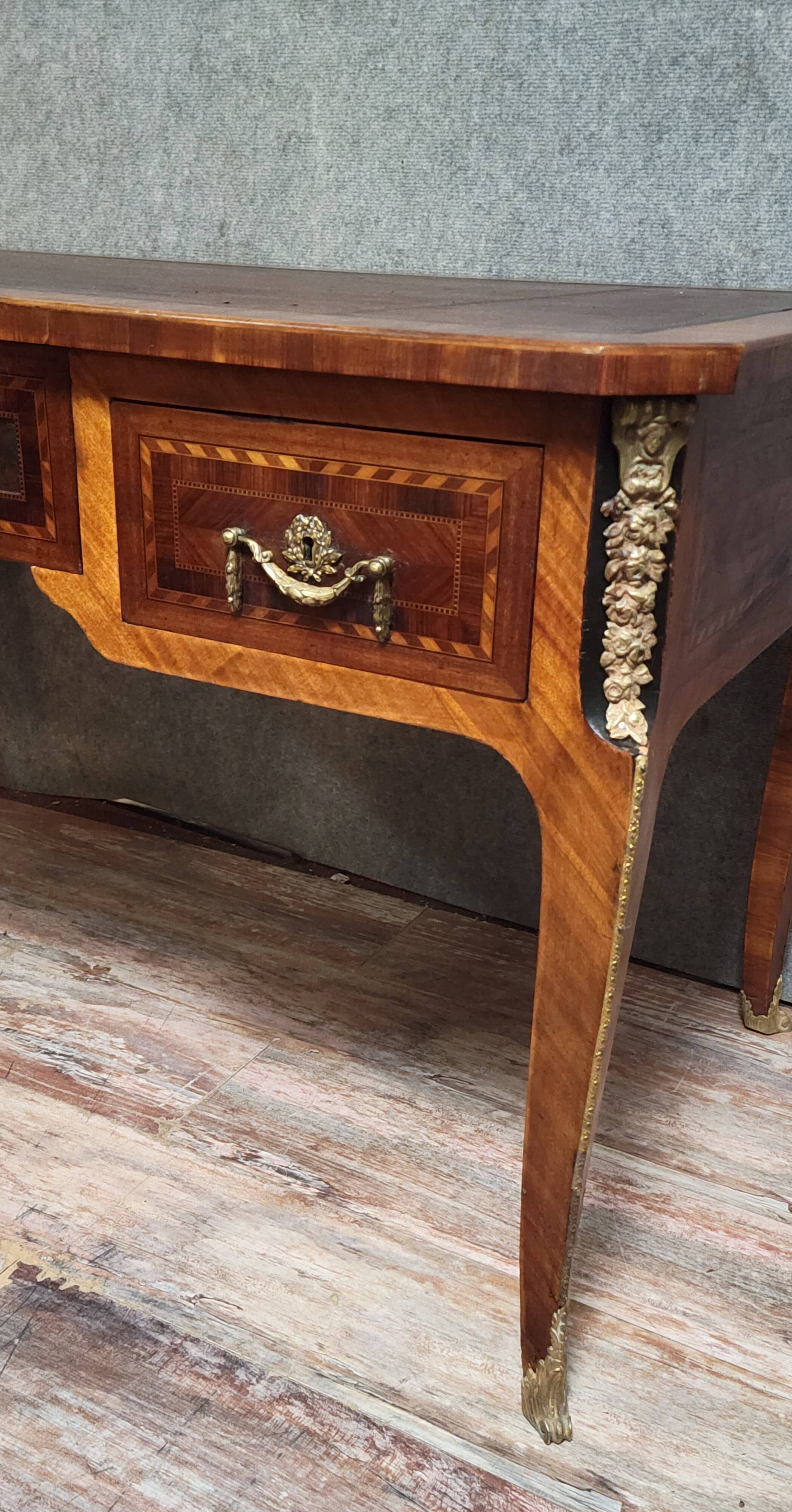 Louis XV style marquetry center desk