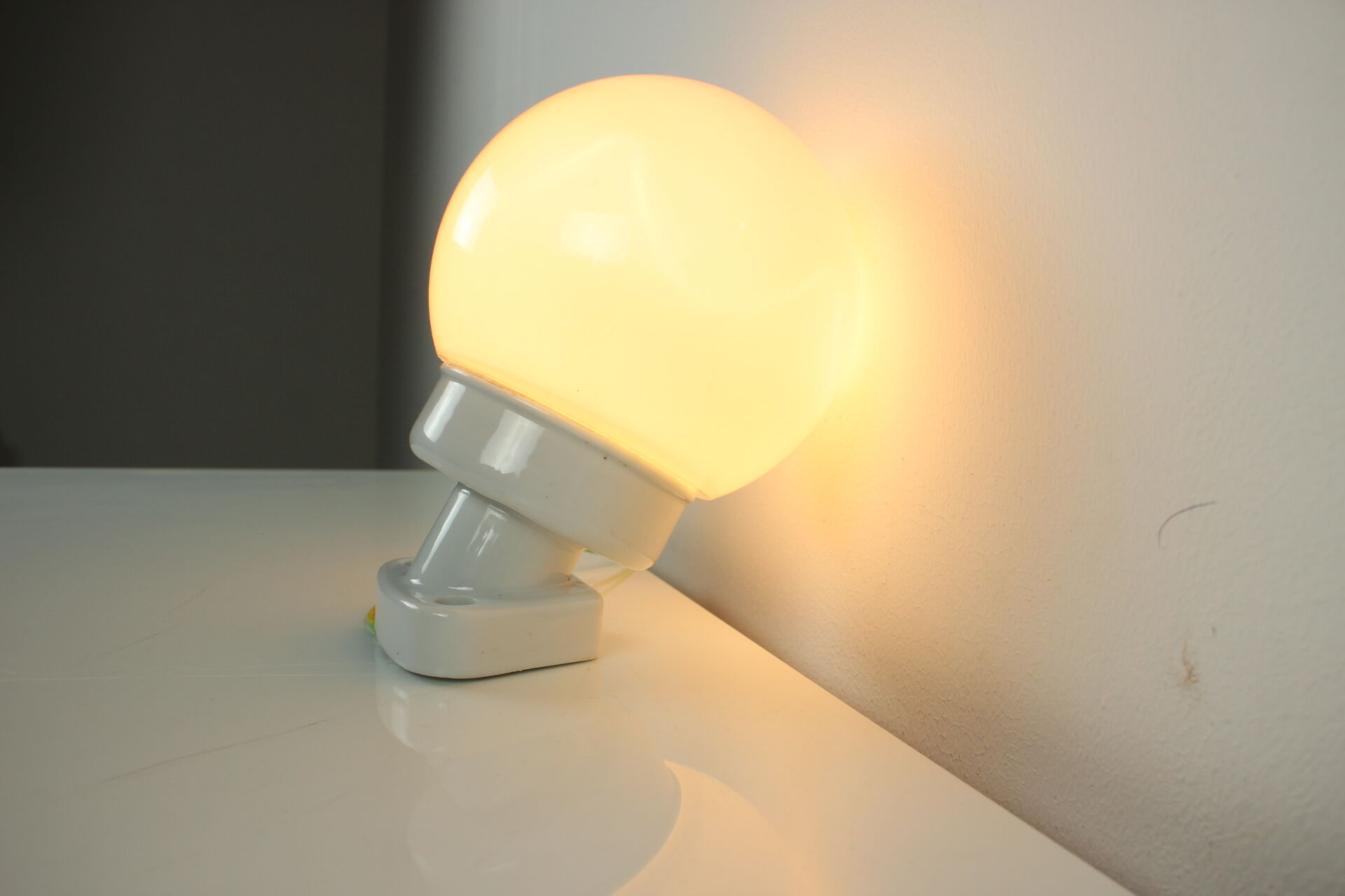 1960's Wall Lamp Porcelain and Glass, Czechoslovakia