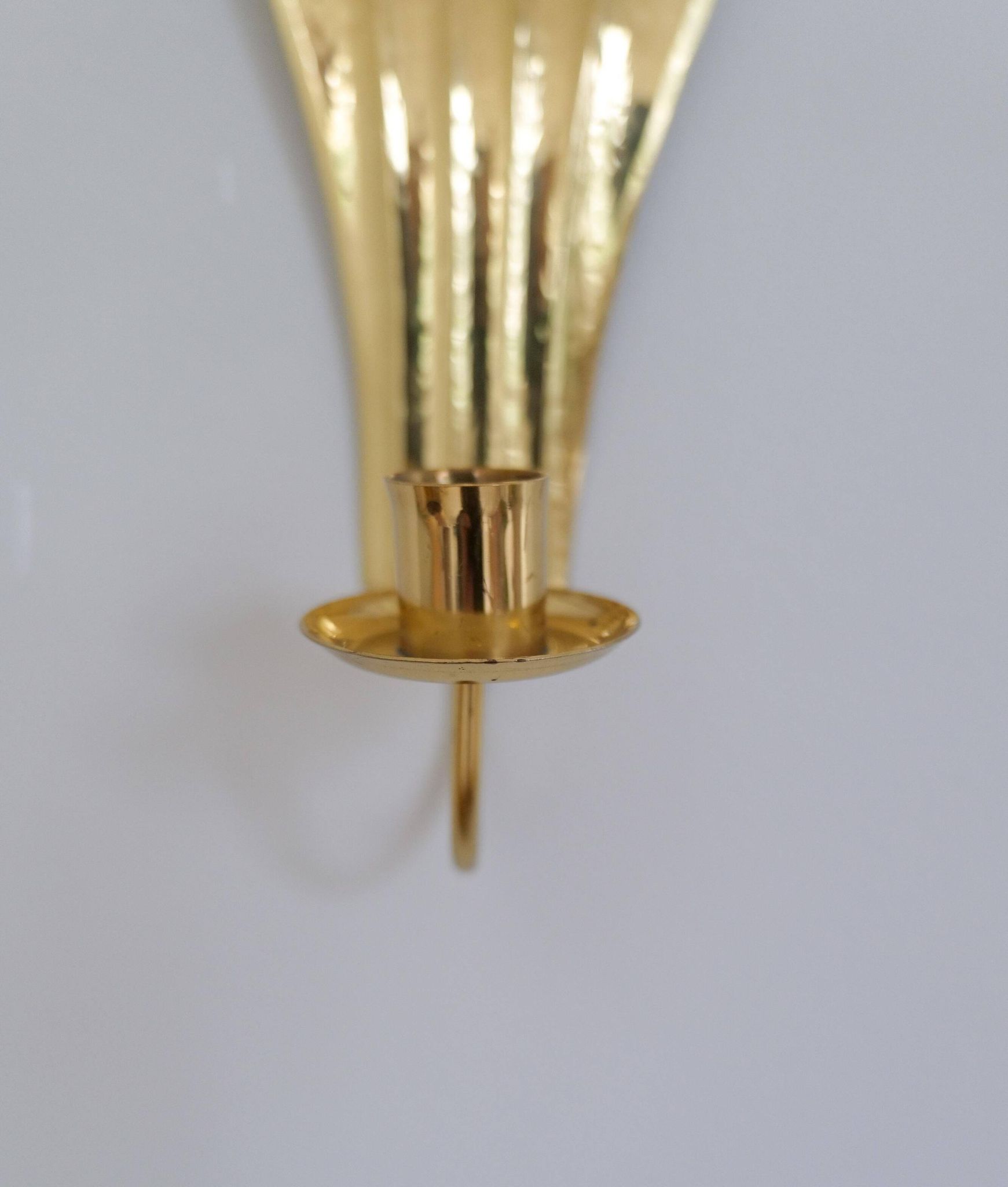 Pair of Art Deco Wall Candle Holders in Brass Holmström, Arvika, Sweden, 1950s