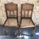 Pair old chair style louis xvi wood + seat & back cannée vintage