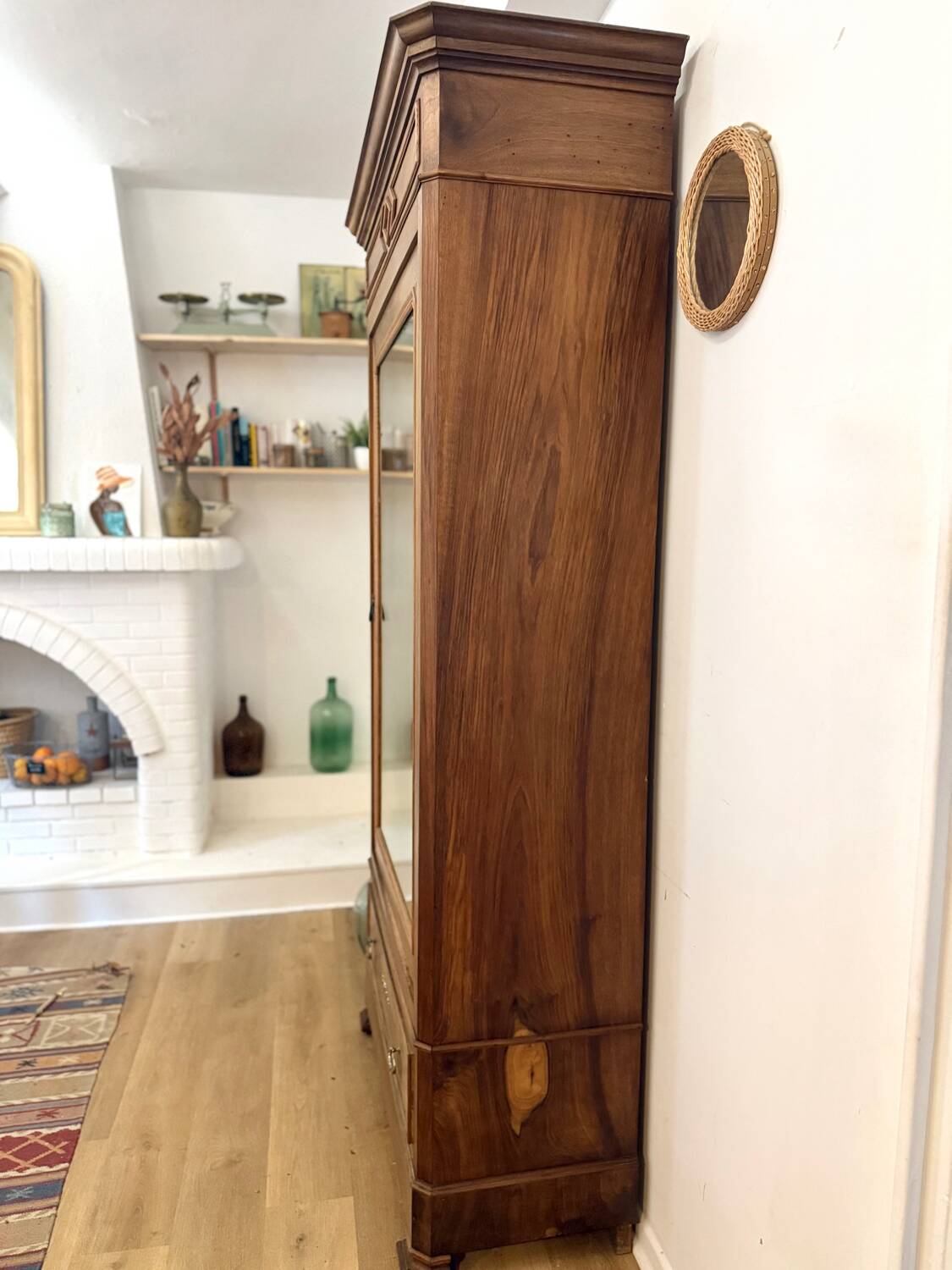 Walnut Bonnetière wardrobe