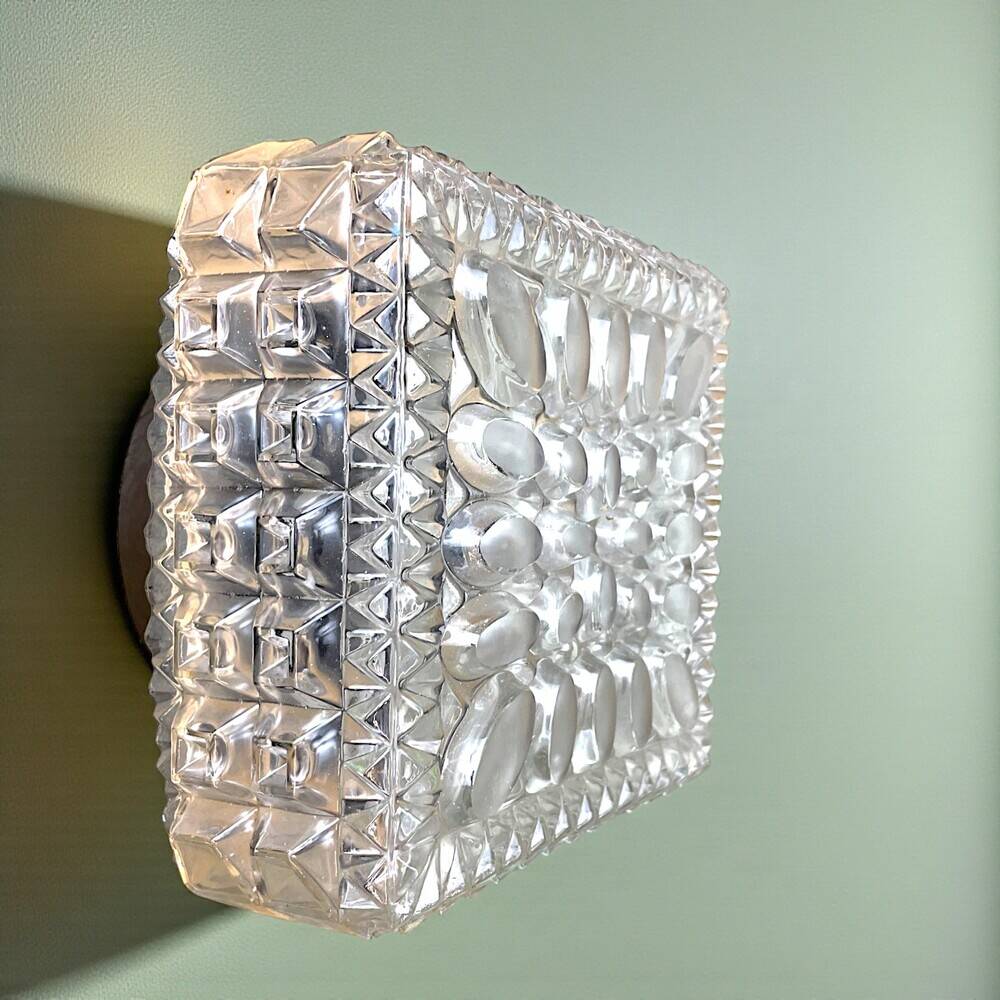 Square glass flush mount ceiling light or wall sconce