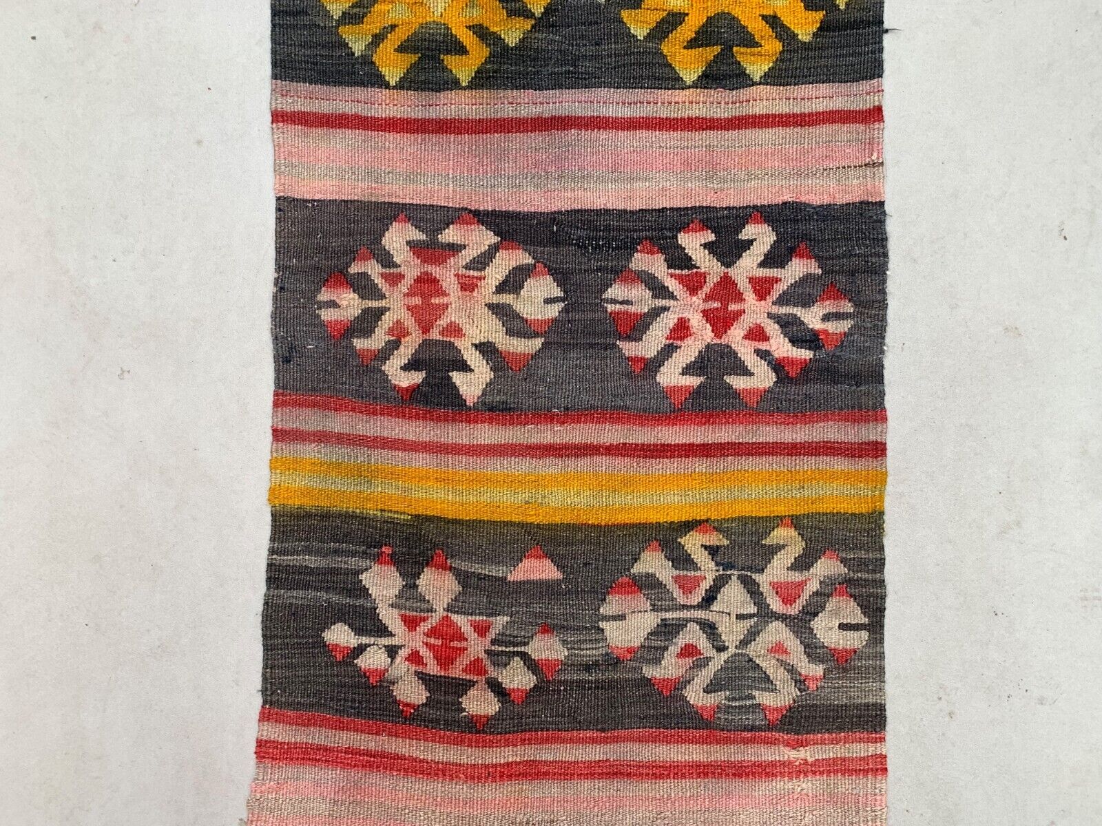 Old Turkish narrow kilim runner 263x62 cm shabby chic, vintage kelim 2494