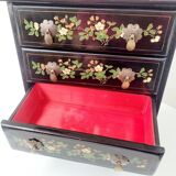 Lacquered jewelry box in chest shape with 4 drawers made in Shanghai