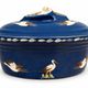 Large Alsatian terrine from Soufflenheim in blue with stork decoration – 41 cm