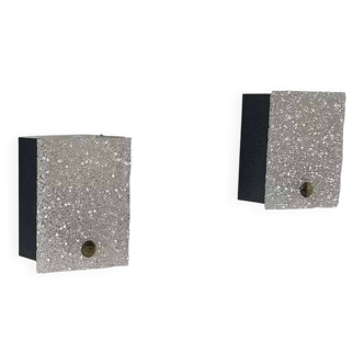Pair of vintage wall lights, Perspex and black lacquered metal, France 1960
