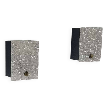Pair of vintage wall lights, Perspex and black lacquered metal, France 1960