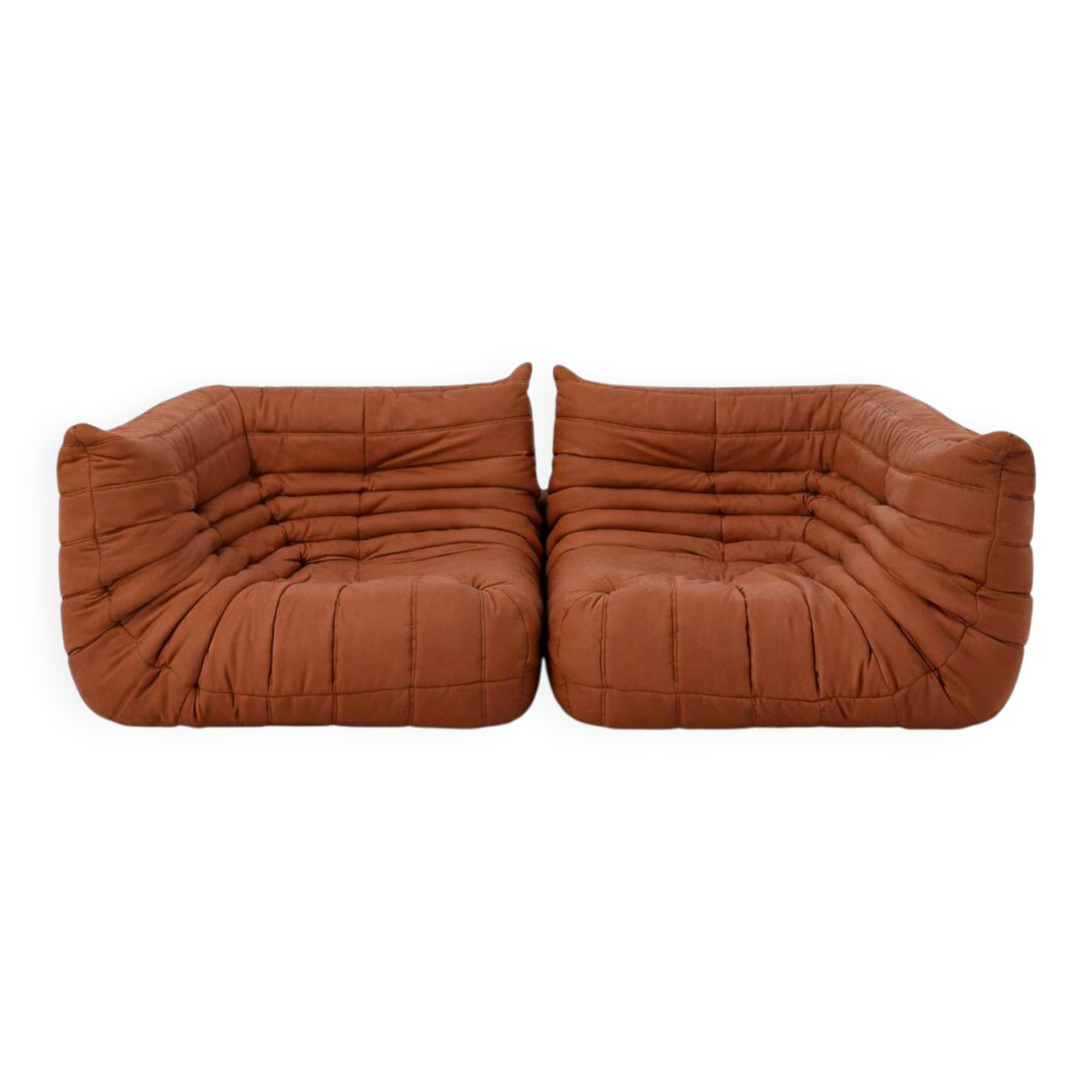 A set of 2 LIGNE ROSET brown corner togos.