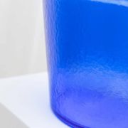 Large Vintage Deep Blue Glass Flower Pot with Textured Surface – Mid-Century Italian Glass, 1970s