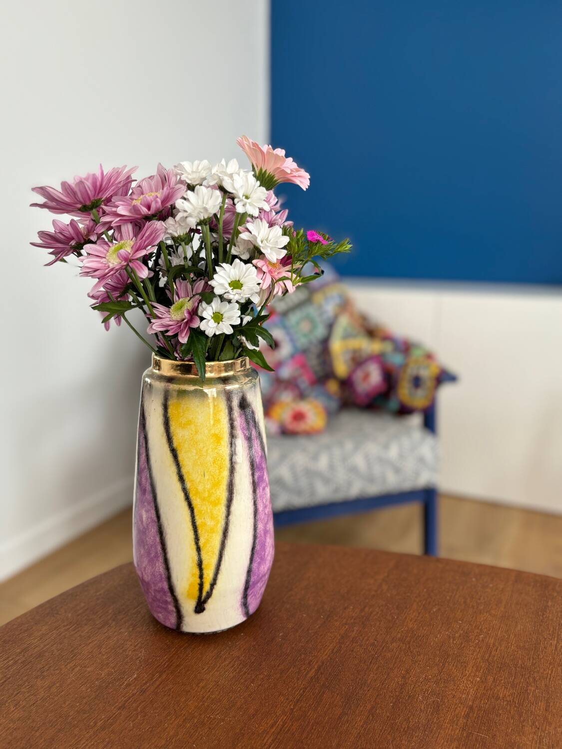 west germany purple yellow and gold vase / vase made in germany