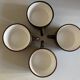 Set de 4 tasses déjeuner Salins décor bois 1970