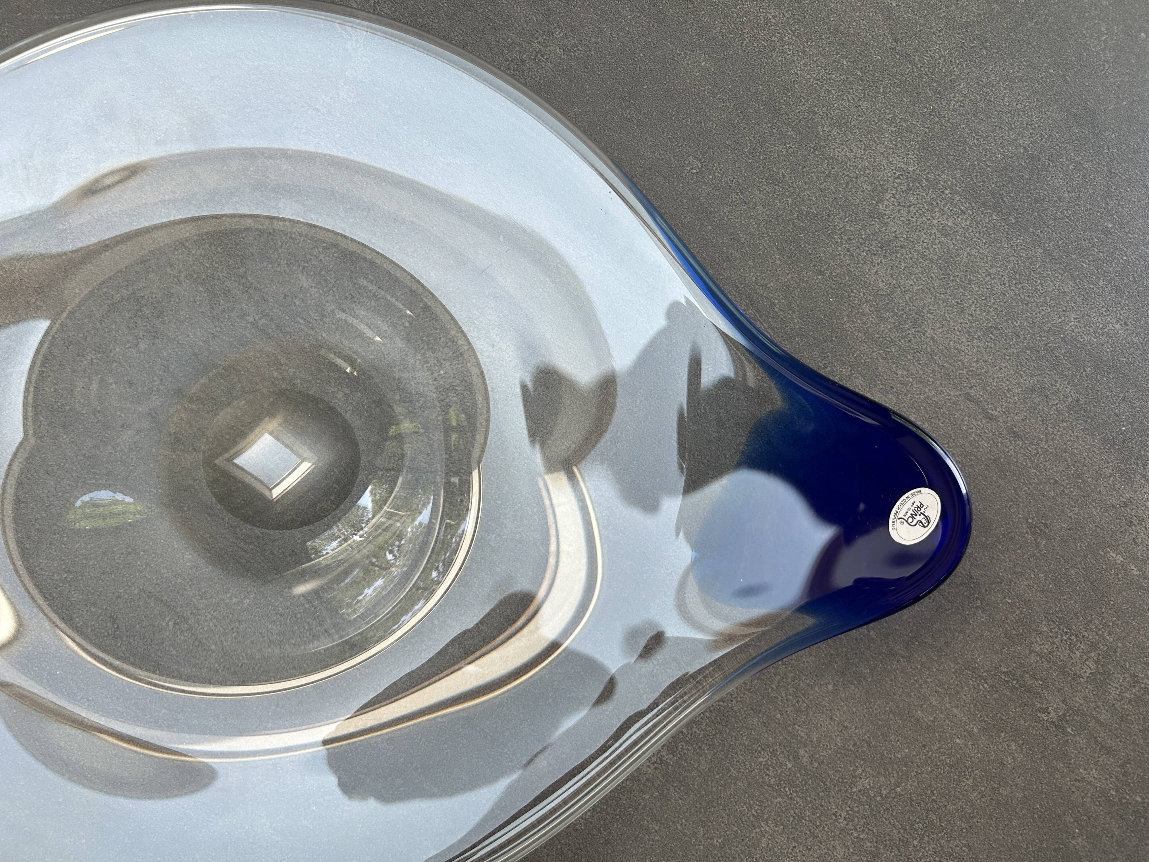 Blue Bohemian crystal plate – Vintage Czech design