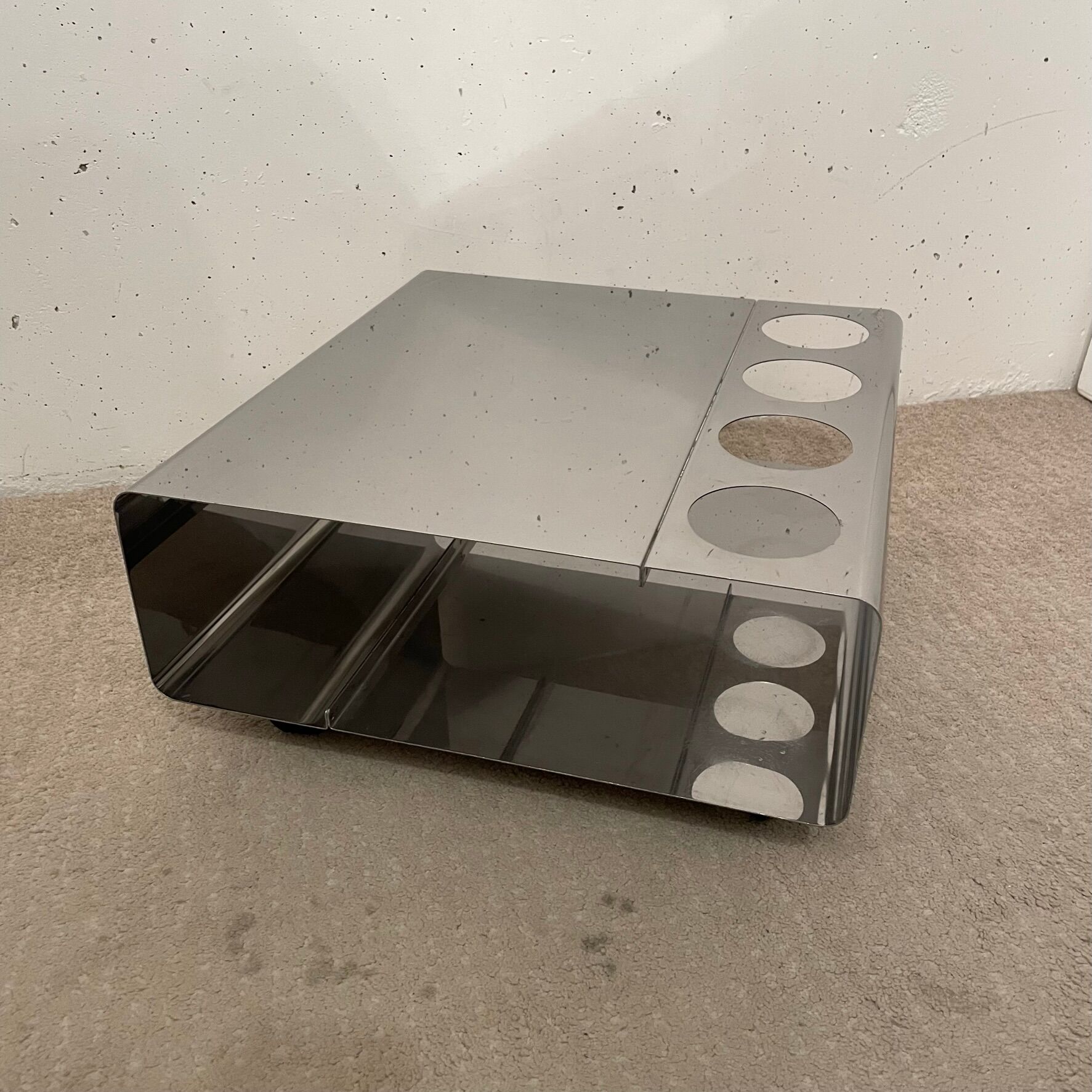 Stainless steel bar coffee table, kappa 1970
