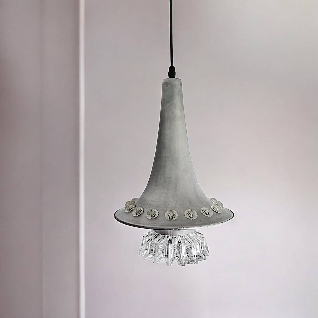 Large contemporary aluminium hanging lamp