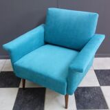 Blue velvet armchair 1960s
