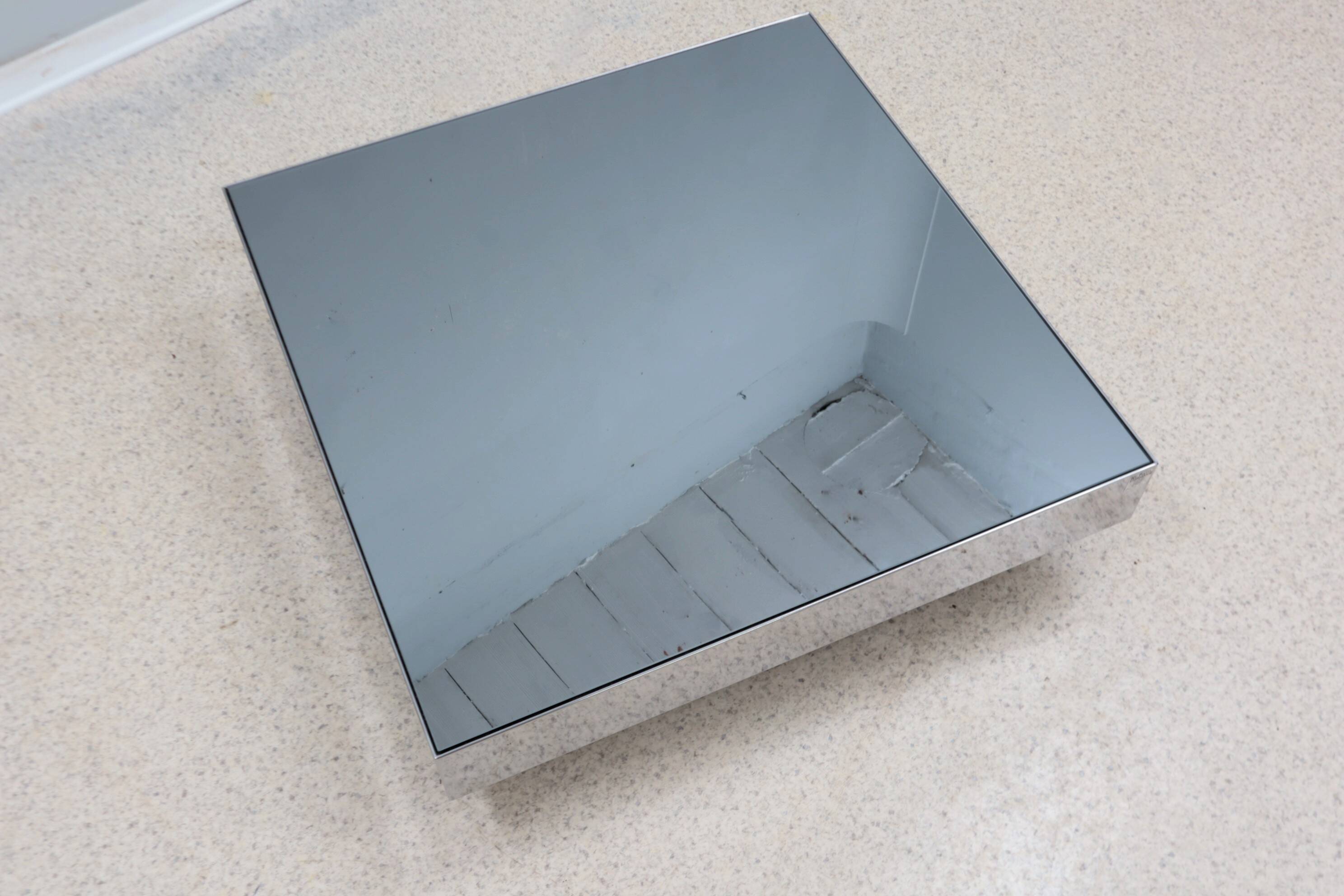 Mirrored glass low coffee table ny form 1960s