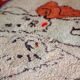 Old American Carpet Hooked handmade 55cm x 87cm 1930s, 1C458