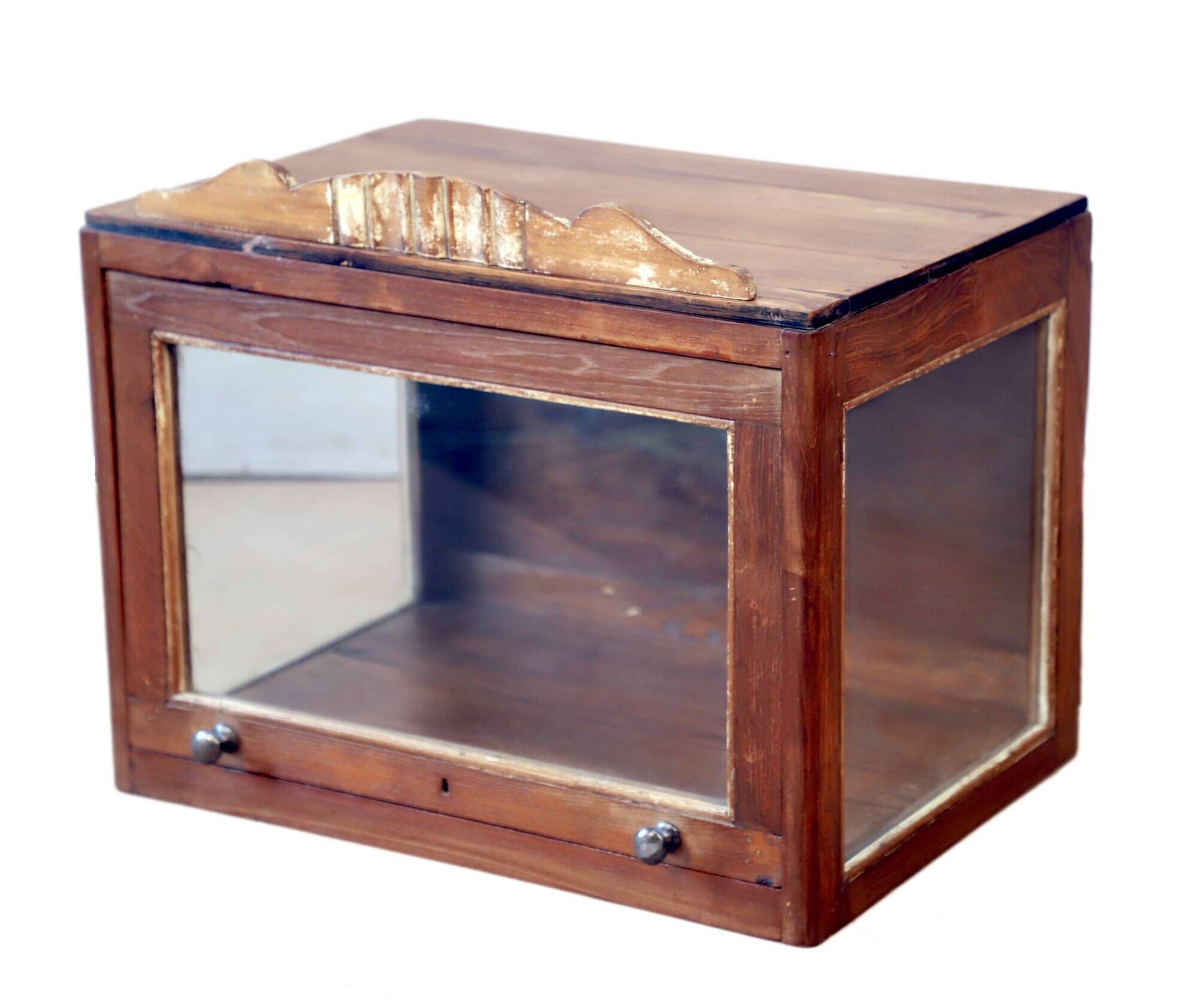 Art deco showcase in burmese teak