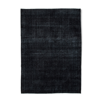 Handmade oriental overdyed 298 cm x 413 cm black wool carpet
