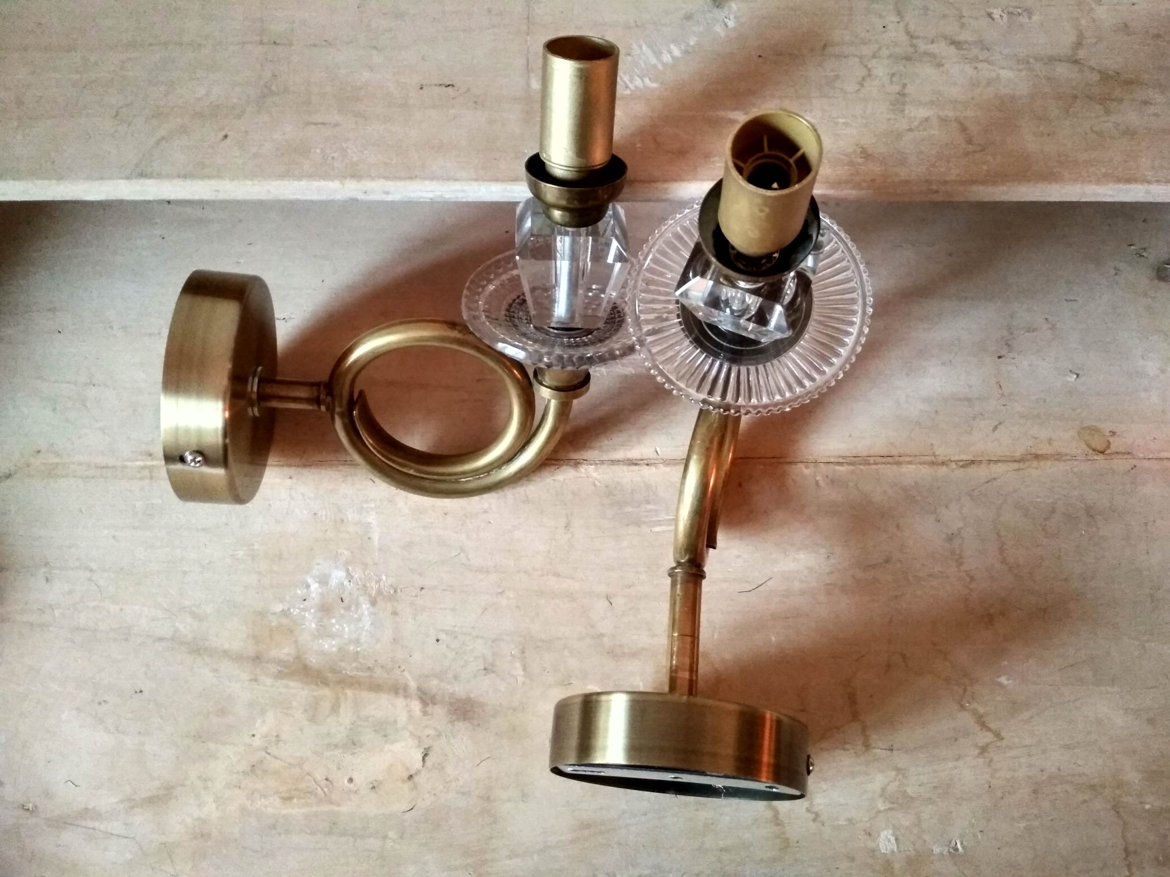 Pair of old brass wall sconces