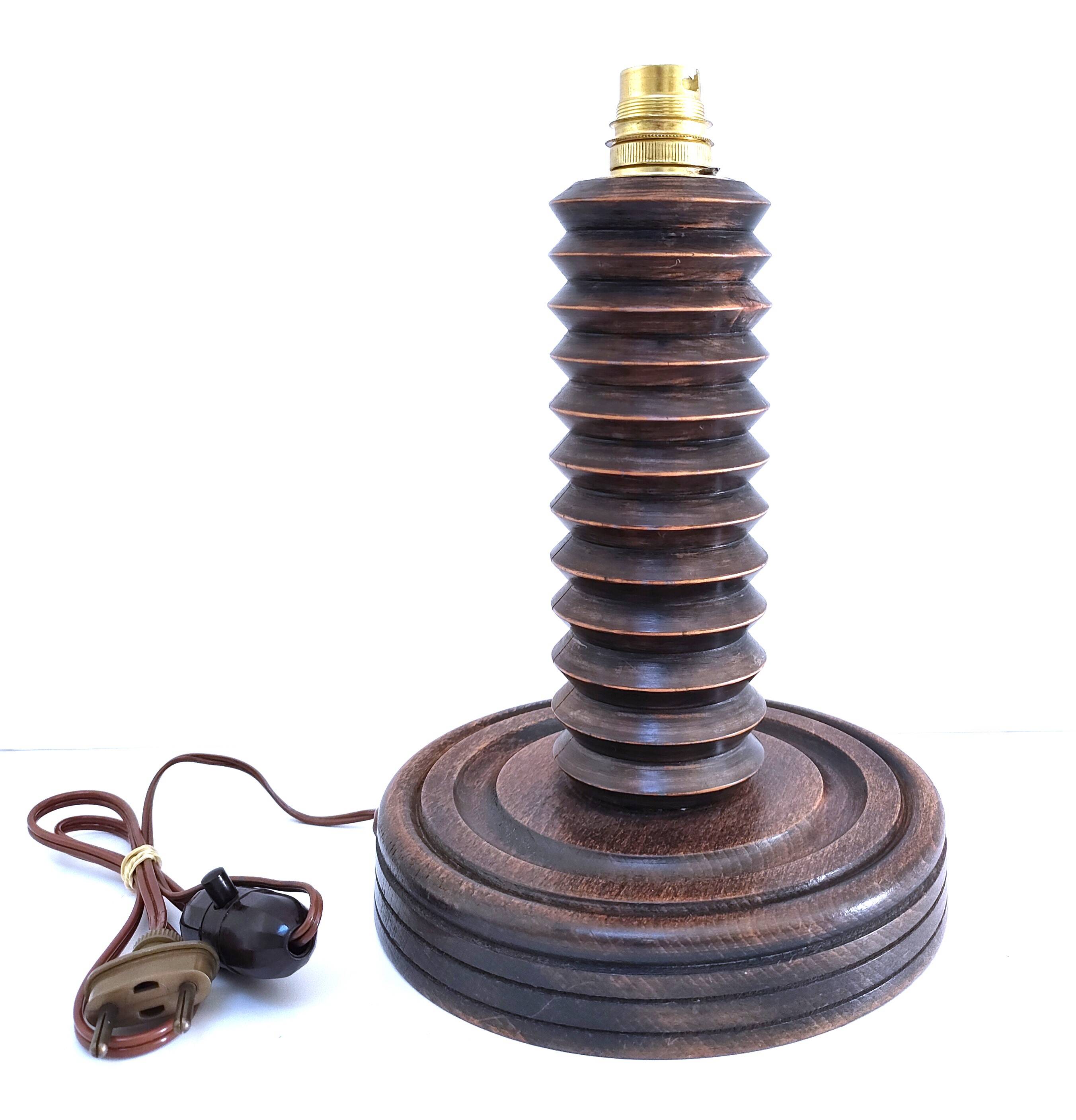 Pied de lampe bois massif par Charles Dudouyt