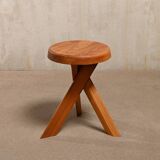 Tabouret Pierre Chapo S31 'Modèle A' en orme massif, France