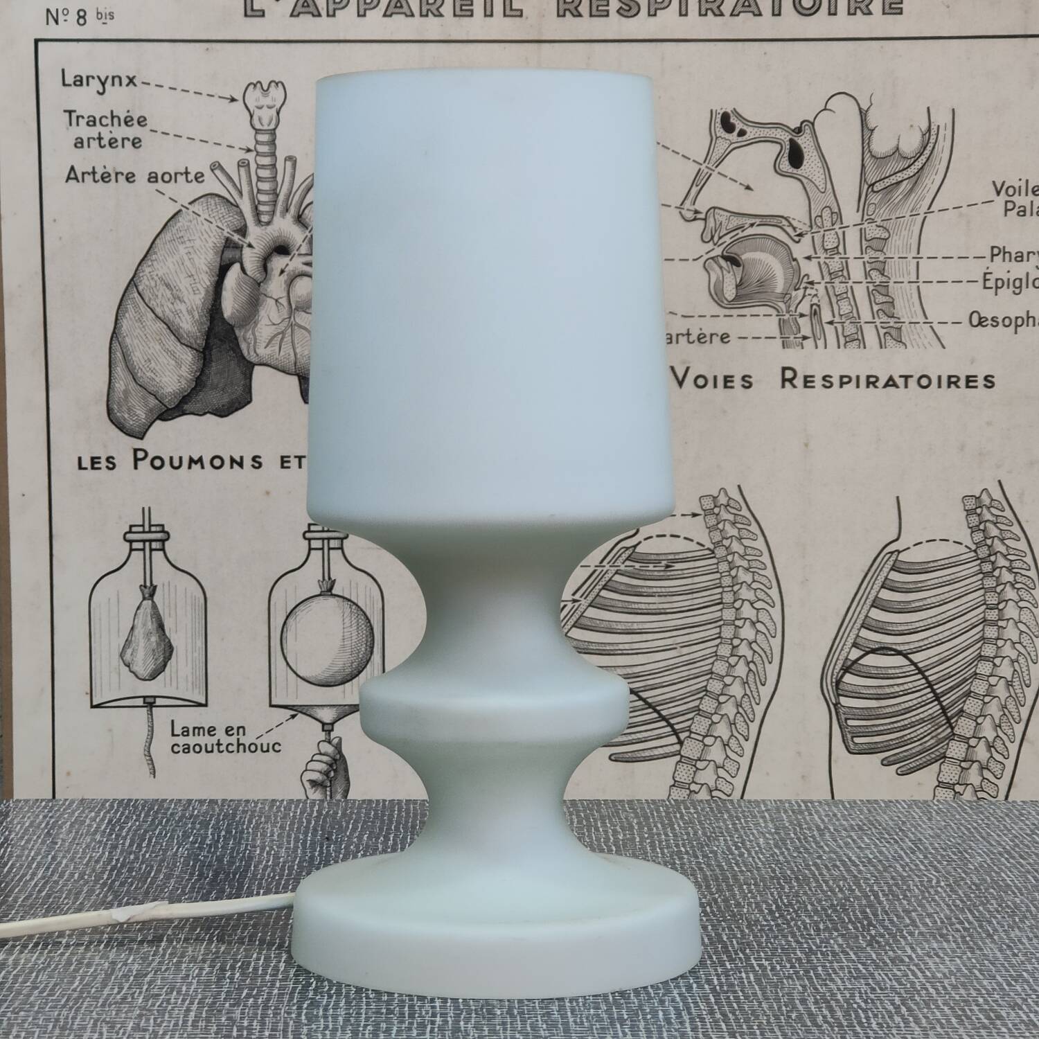 Ivan Jakes satin white opaline table lamp 1960