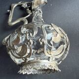 Ewer – Engraved glass and silver-plated metal – Mistletoe decoration