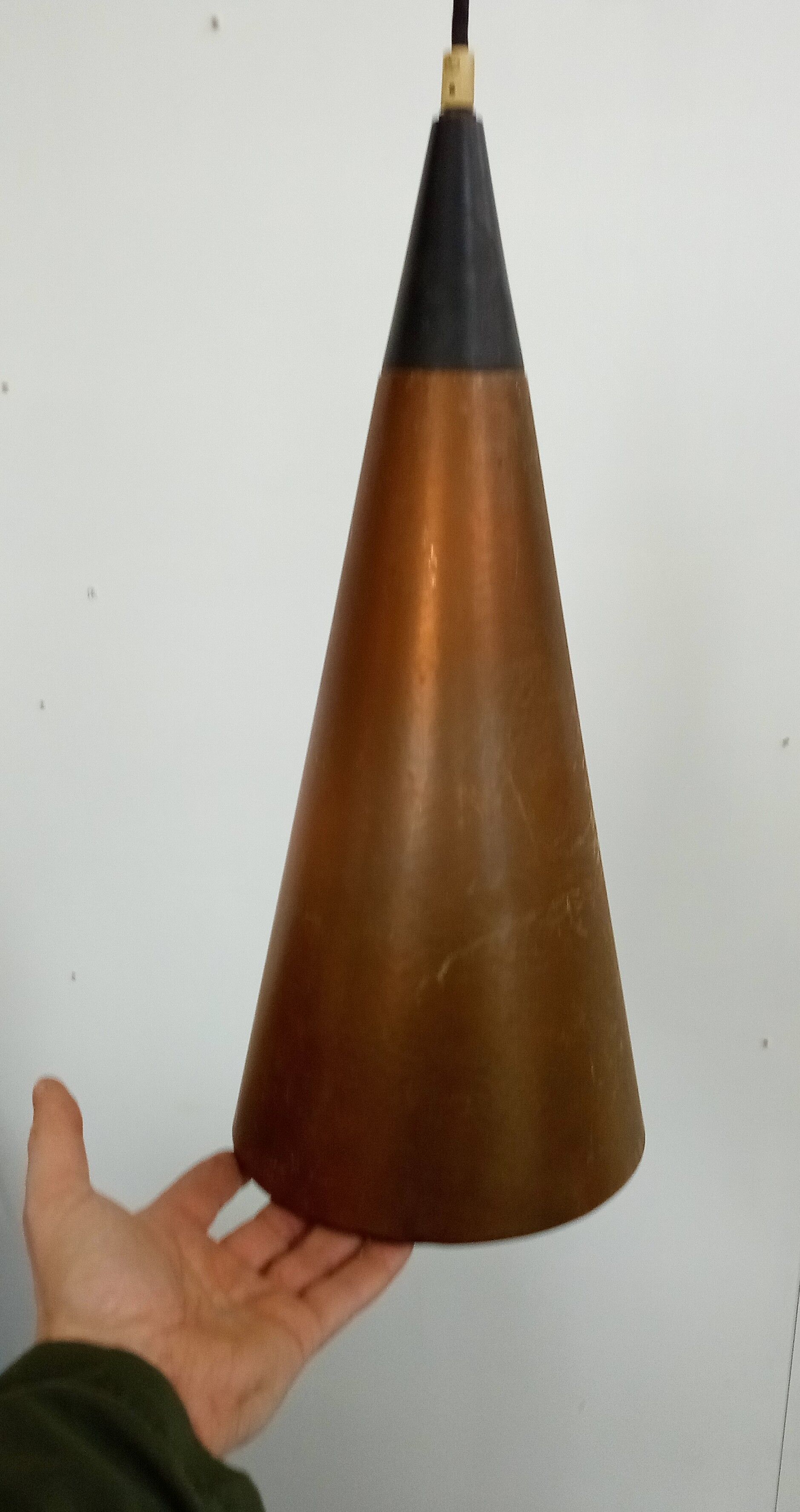 Decorative danish midcentury ceiling lamp in copper