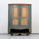 Swedish Gustavian Folk Art Painted Corner Cabinet / Cupboard