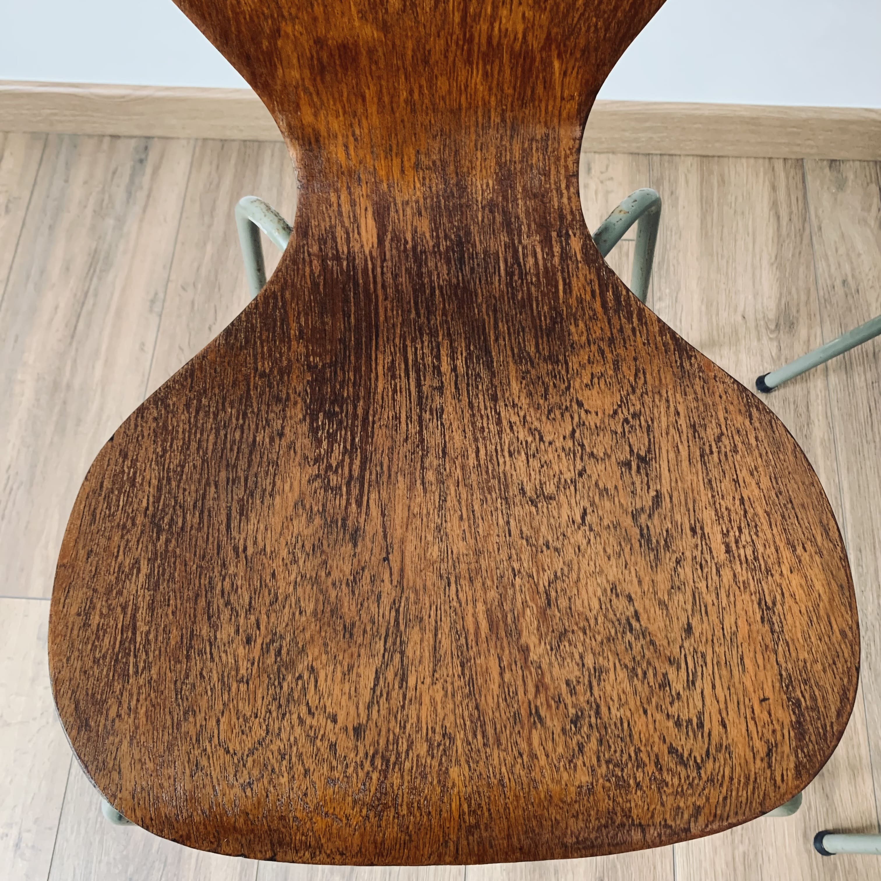 Pair of 3107 chairs - wood & metal