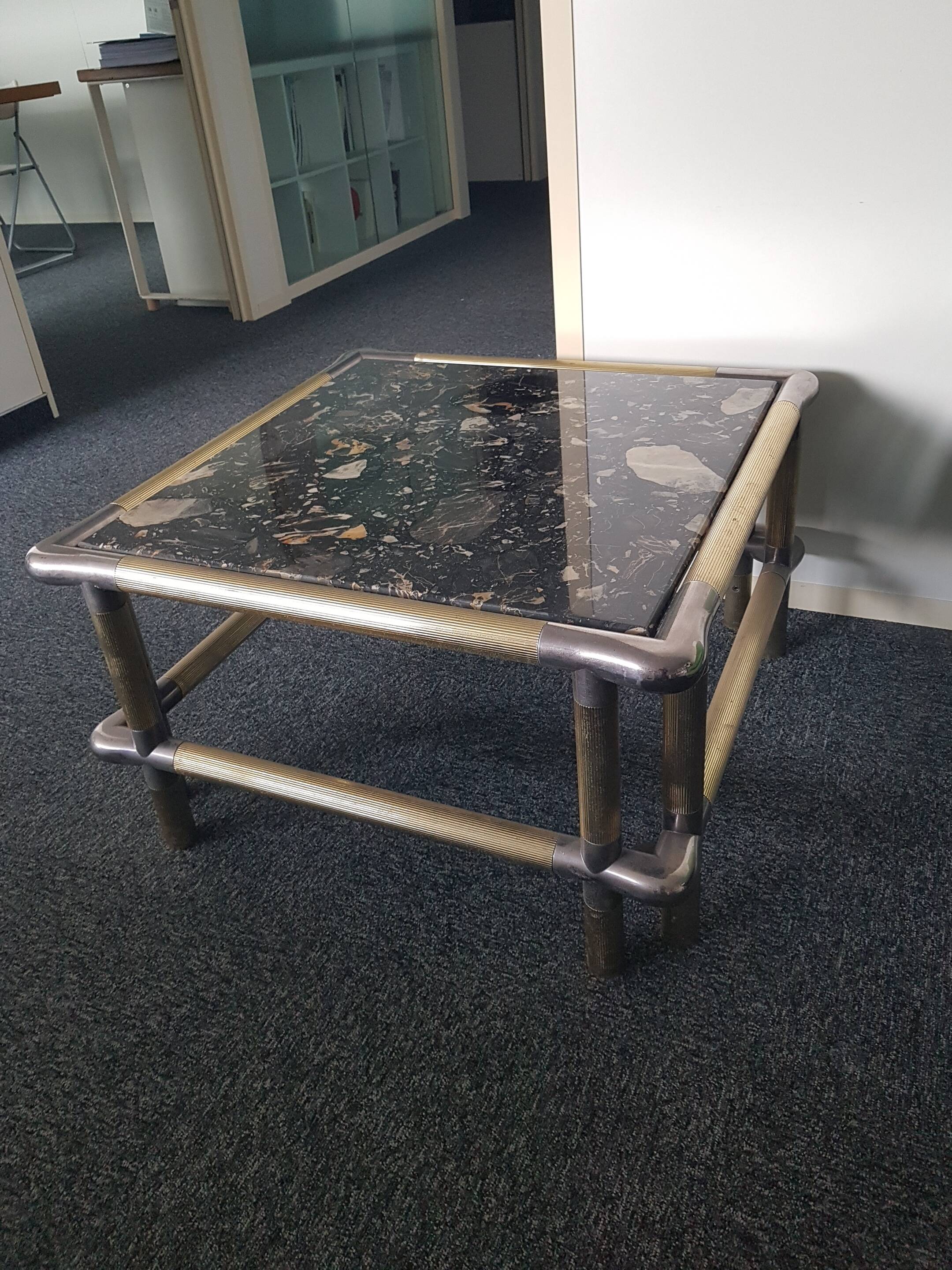 Table basse en marbre et métal, années 70