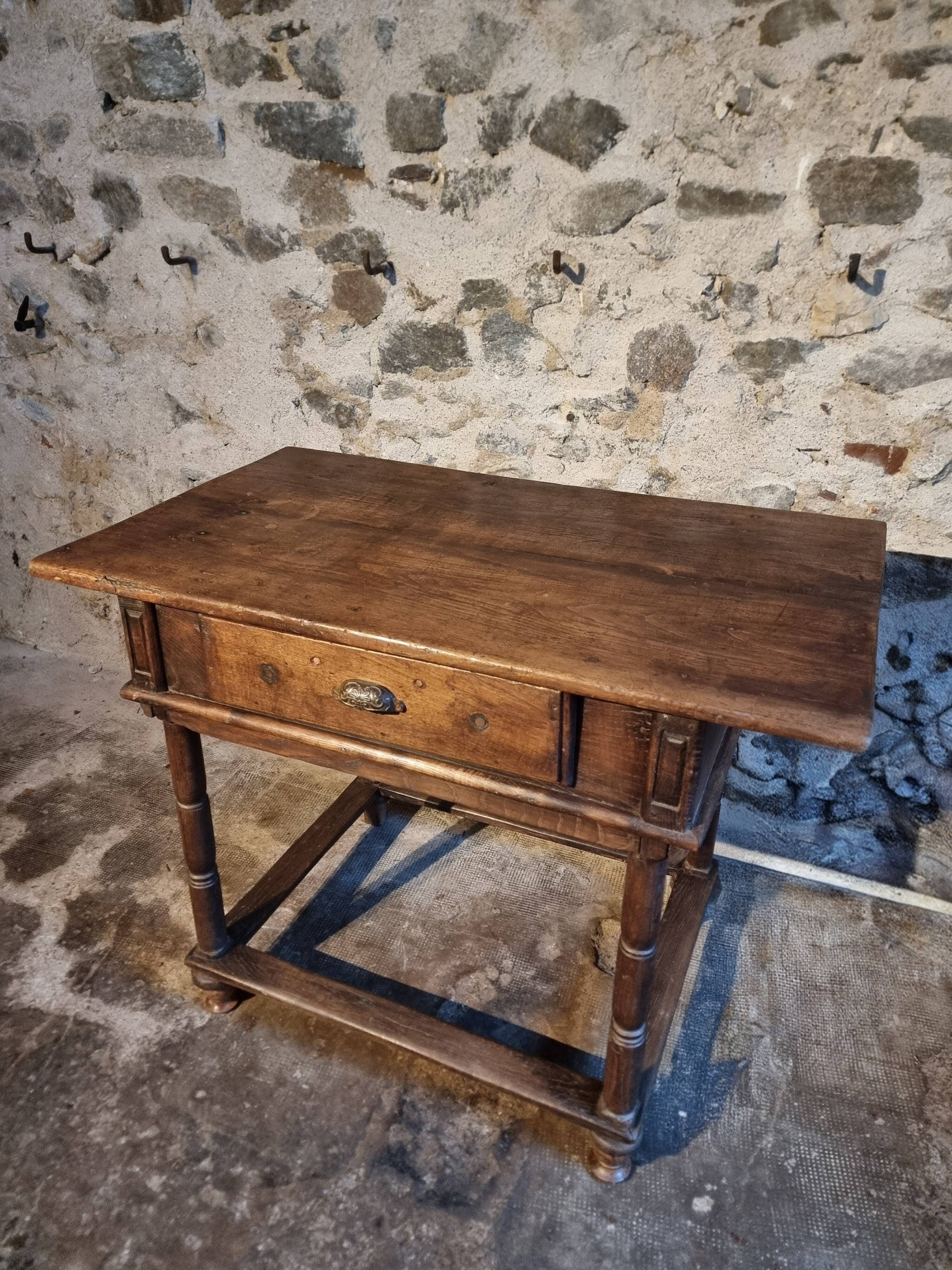 Rustic French oak table with drawer, late 18th – early 19th century, Auvergne