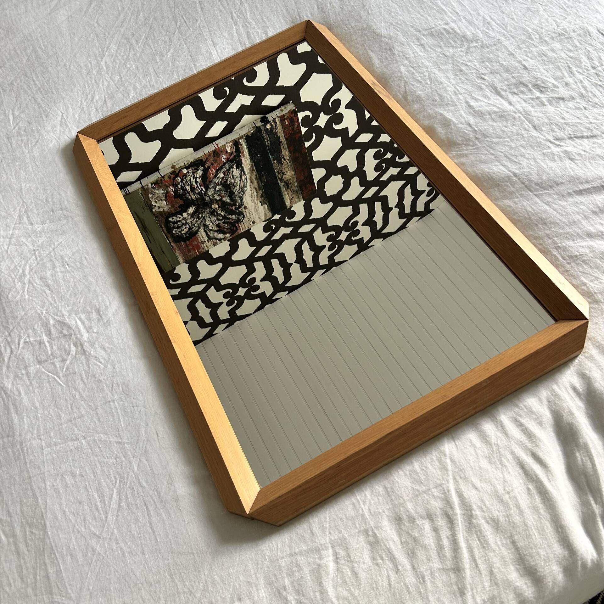 Large oak Mid-century mirror