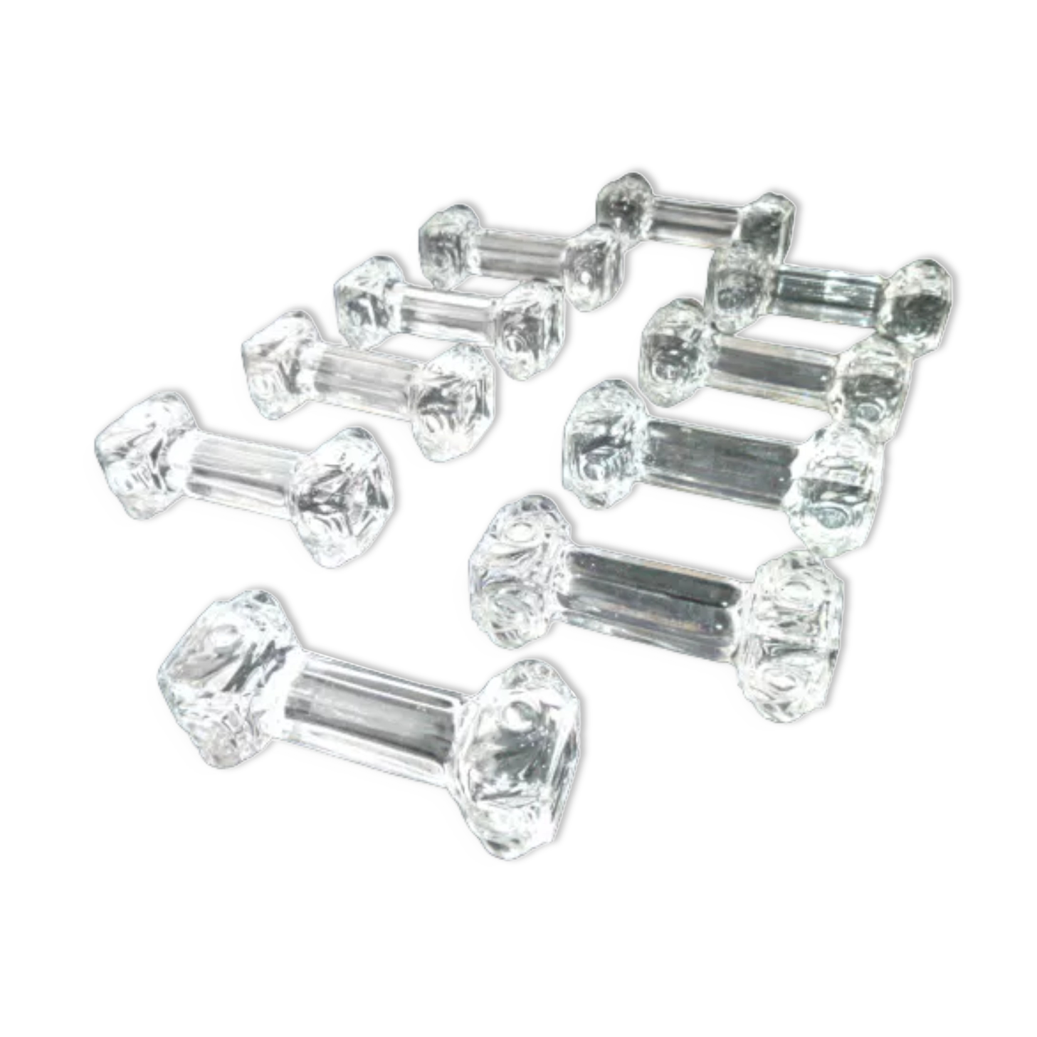 Set of 10 crystal knife holders Column shape identical to Baccarat