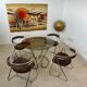 Set of 4 chrome tubular chairs Italian design from the 70s vintage fabric and metal