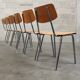 Lot de 6 chaises Tchèque " Kovonax " type école, chrome et bois 1960