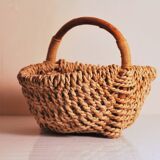 antique french handmade collection basket, woven basket
