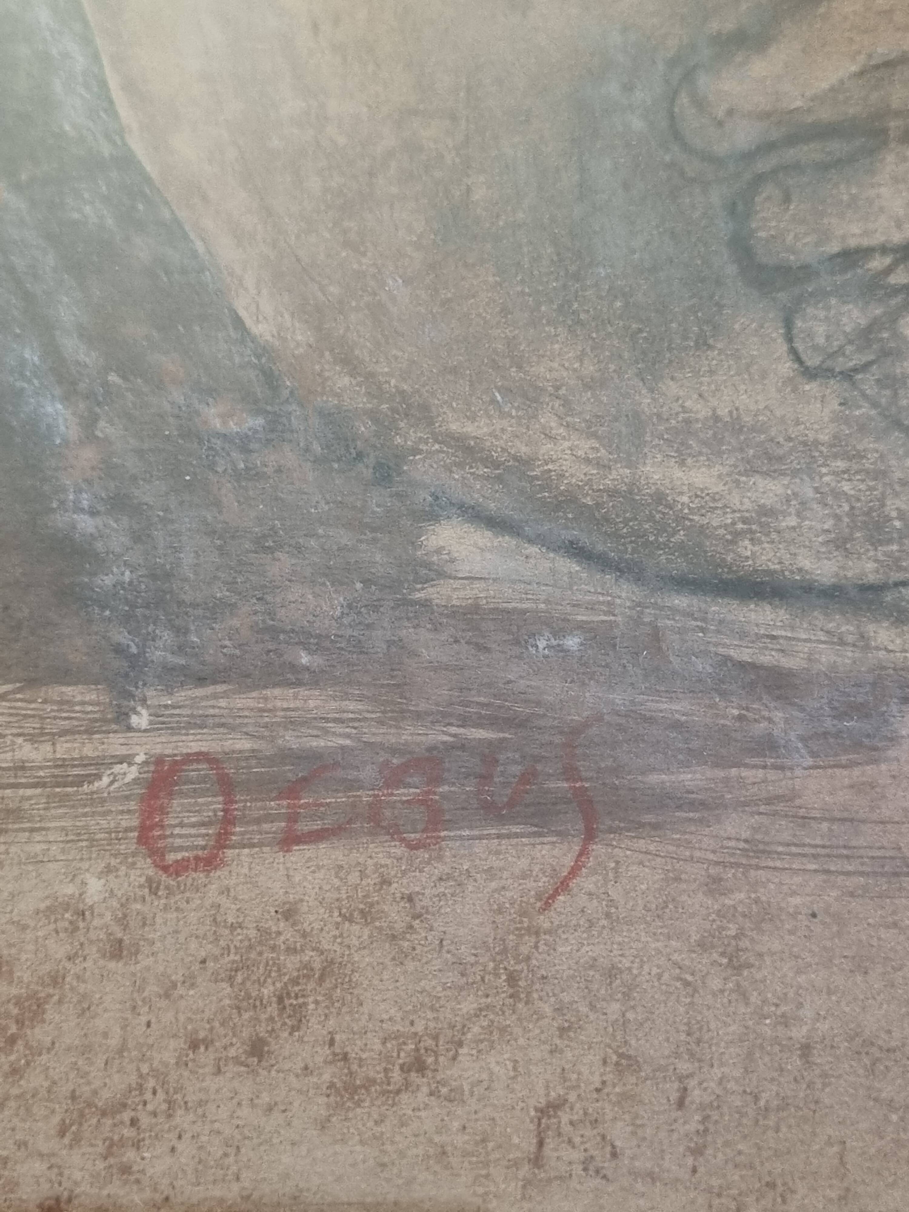 Original nude study signed "De Bus" - Framed drawing under glass - 50 x 55 cm, 1950s-60s