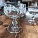 Set of 6 vintage glass champagne glasses with grape cluster filigree