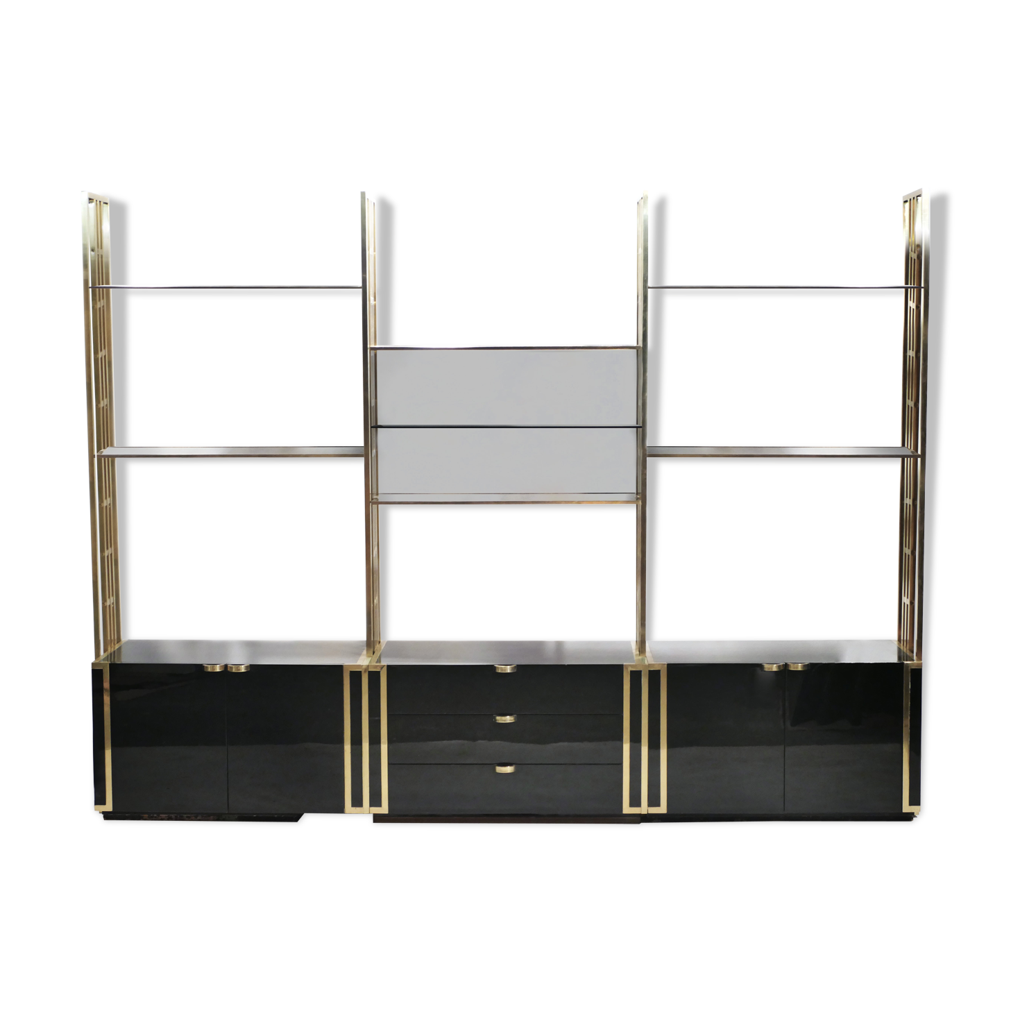 Brass laced library shelf by Kim Moltzer 1970